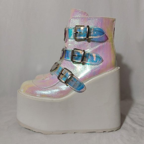 Demonia "Swing 105" Pearl Iridescent Vegan Leather Boot Great Condition - 8 - Picture 5 of 15